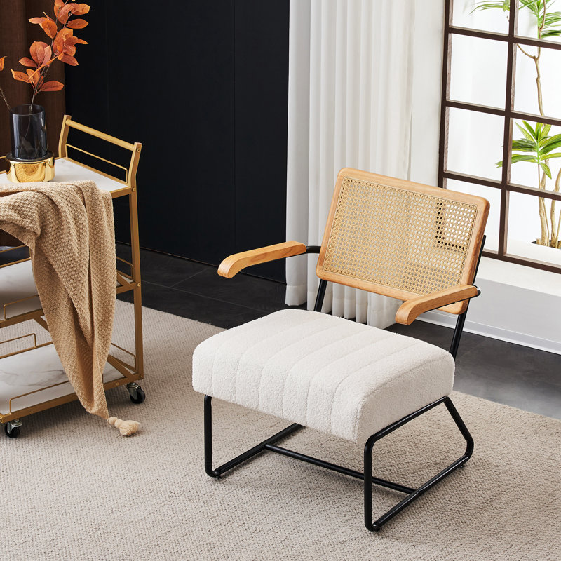 Bayou Breeze Upholstered Rattan Sherpa Accent Chair & Reviews | Wayfair